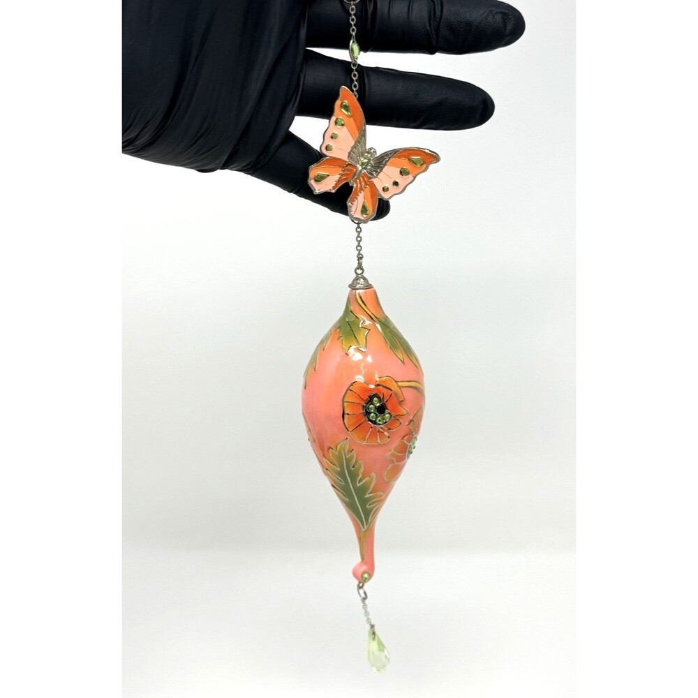 Bradford Exchange Treasured Wings Orange Butterfly Porcelain Ornament Charm